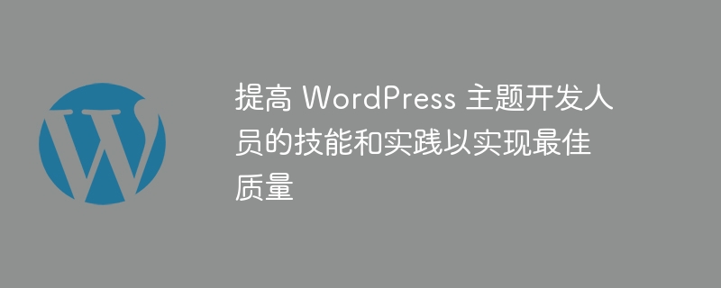 提高 wordpress 主题开发人员的技能和实践以实现最佳质量