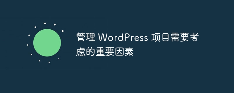 管理 wordpress 项目需要考虑的重要因素