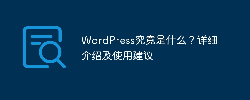 wordpress究竟是什么？详细介绍及使用建议