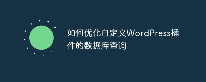 如何优化自定义wordpress插件的数据库查询