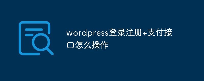 wordpress登录注册+支付接口怎么操作