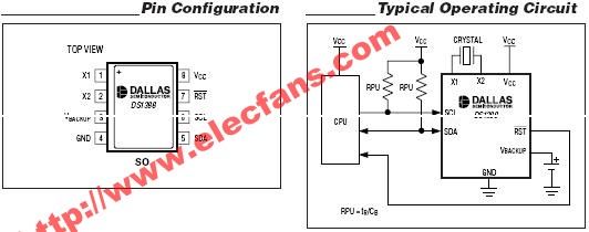 DS1388  监控电路/I2C RTC，带有涓流充电器和5