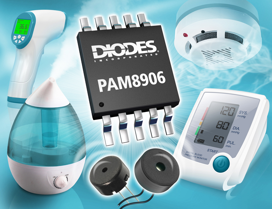 Diodes 公司推出的自激式压电鸣叫器(Piezo Sounder)驱动器可延长运行时间，并在整个电池寿命期间维持高 SPL 输出